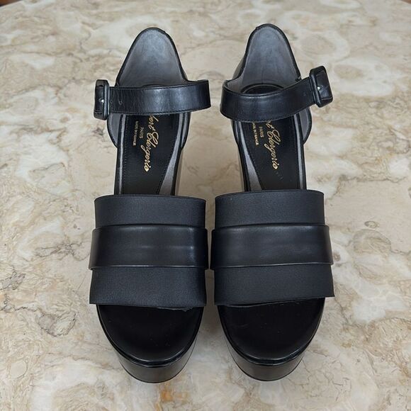 Robert Clergerie Dobert Leather Wedge Platform Sandals - Picture 2 of 15